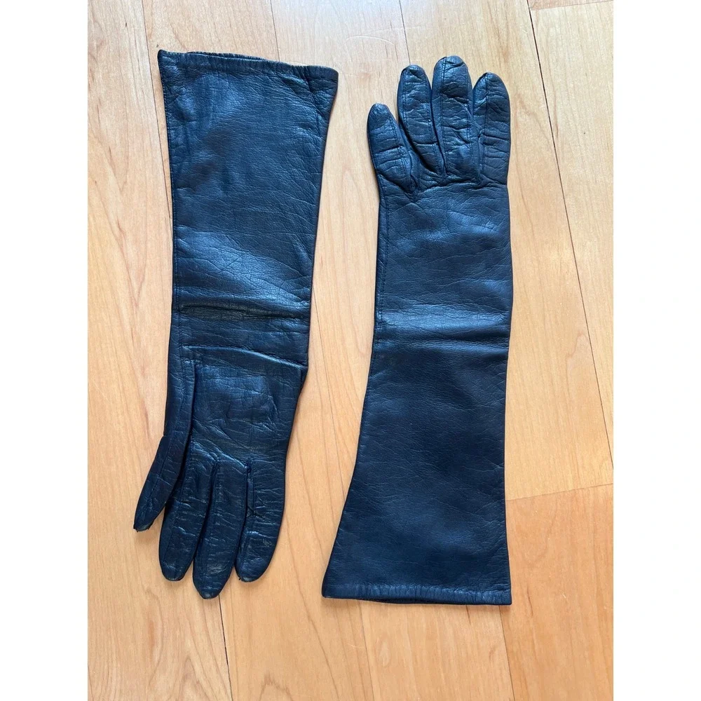 Lionel Le Grand Women's Gloves Black French Leather Opera Gloves 13